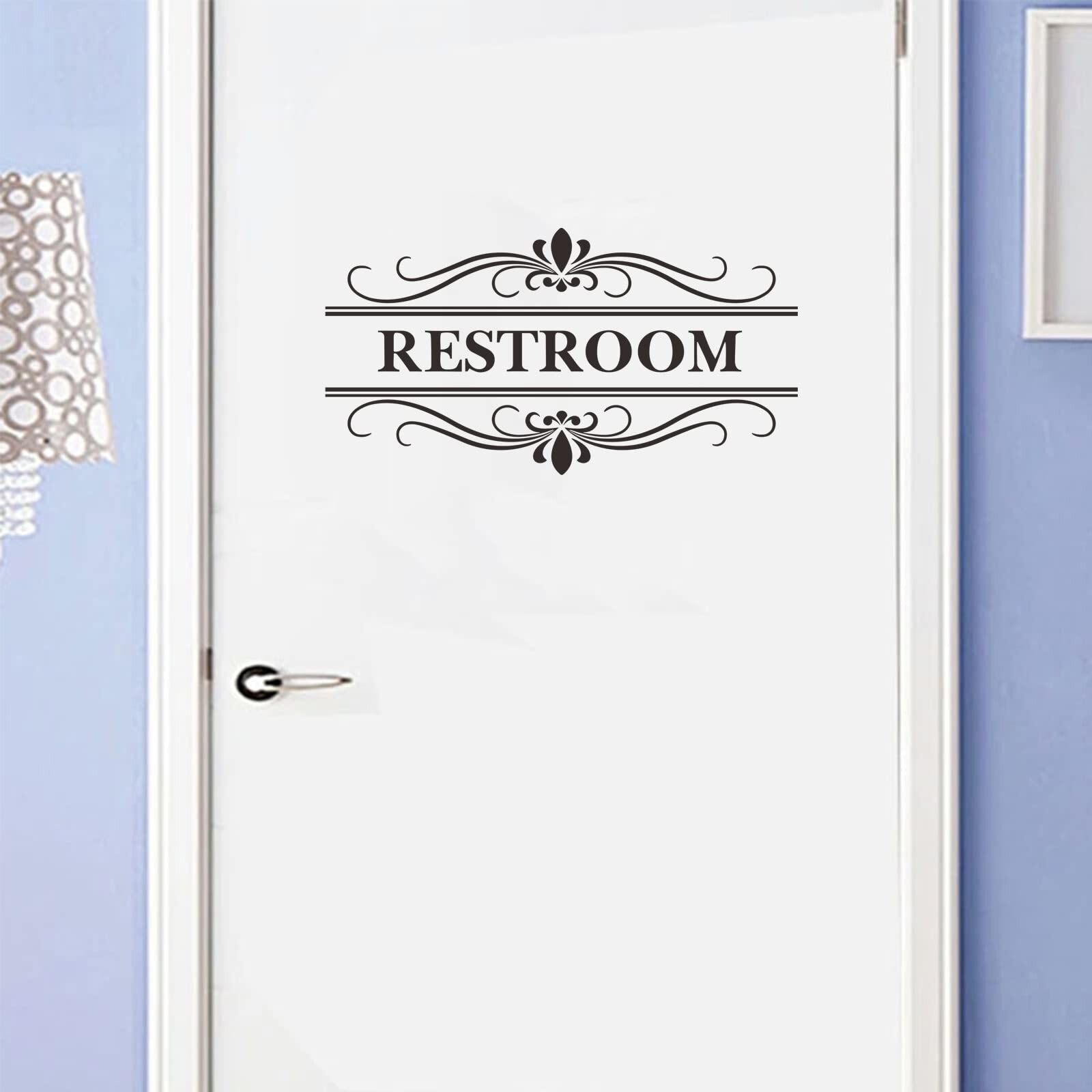 Restroom Sign Wall Decal Vinyl Stickers, Removable Cute Art Design DIY Sticke…