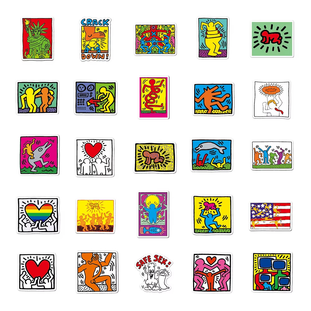 Keith Haring Style Waterproof Vinyl Sticker Pack Graffiti Laptop Skateboard Deca