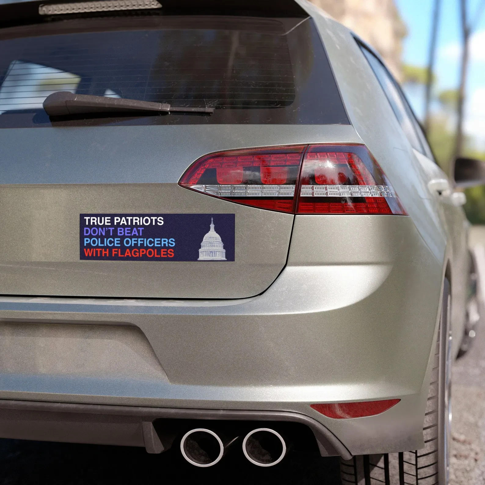 True Patriots Don't Beat Police Officers with Flagpoles Car Bumper Magnet Jan 6