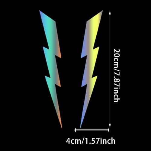 1 Pair Lightning Bolt Decal Vinyl Sticker – 1.57"x7.87", Auto Holographic