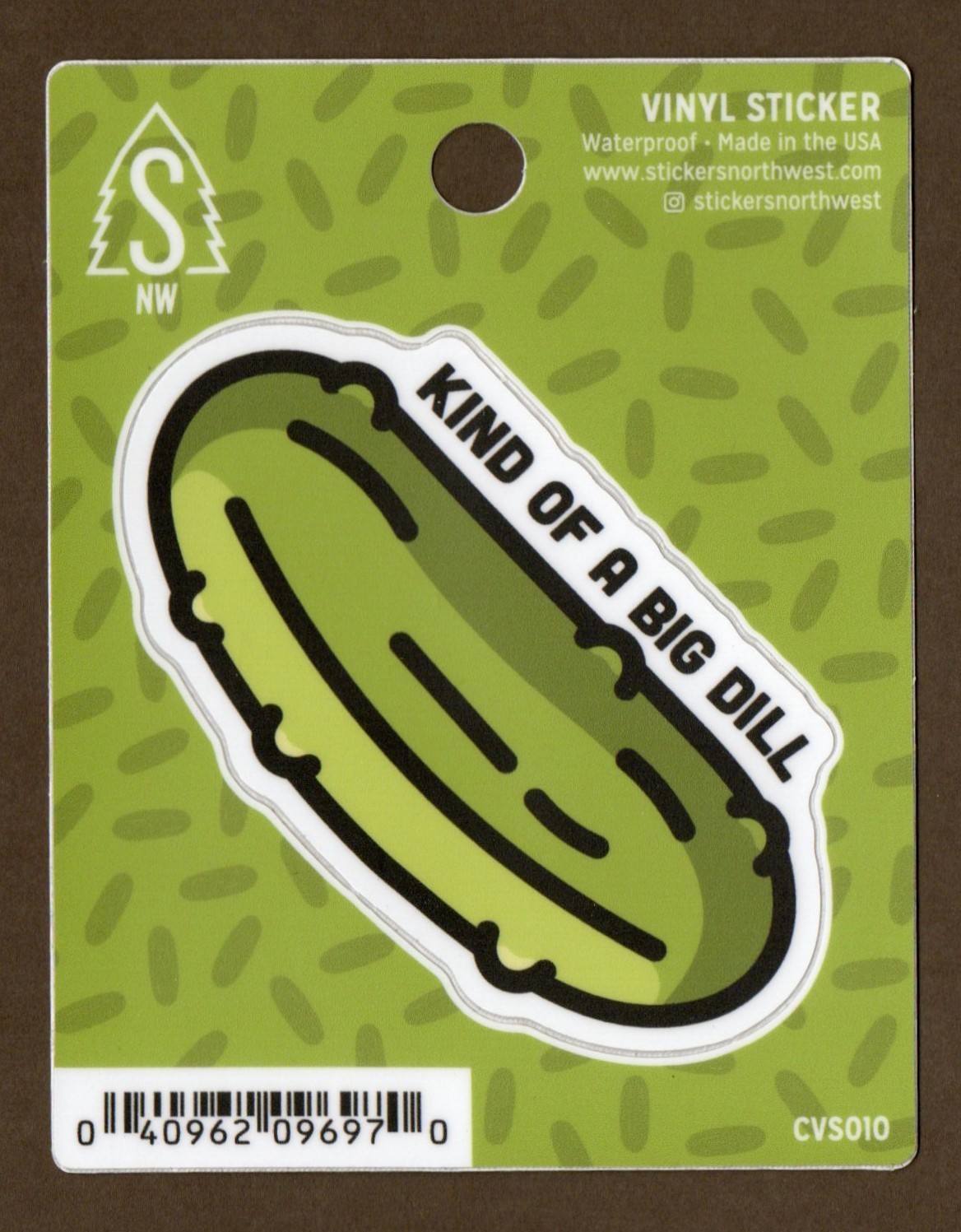 Pickle Vinyl Sticker Decal, Kind of a Big Dill, Waterproof, Green, 3.5 inch