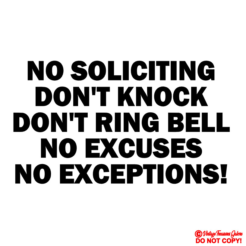 NO SOLICITING – VINYL DECAL STICKER SIGN DOOR WINDOW WALL BUSINESS HOME SECURITY