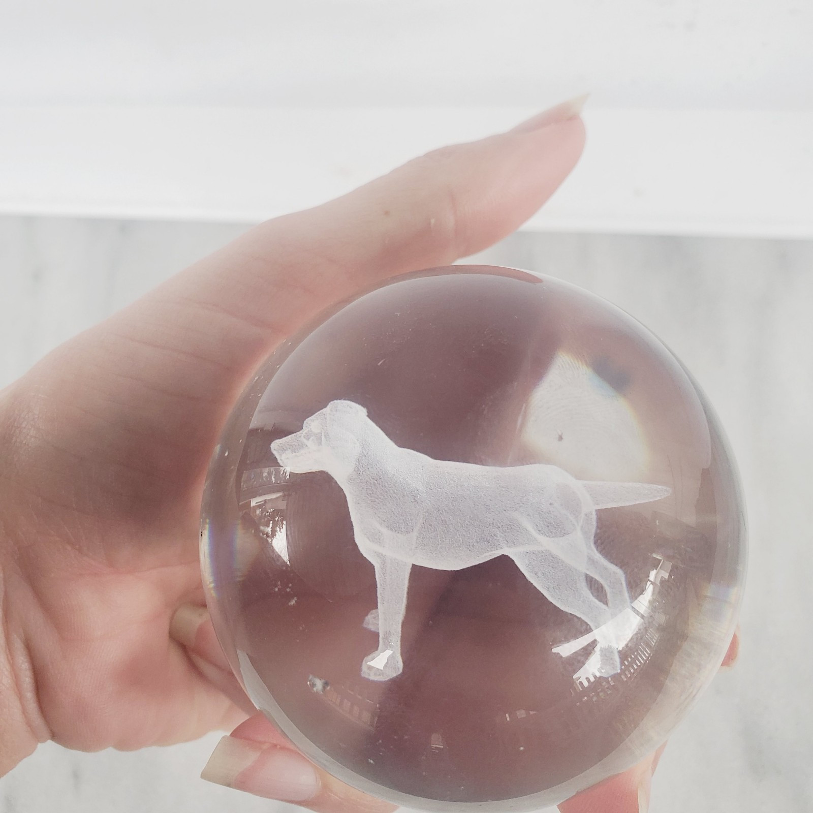3D Medium Dog Crystal Ball Laser Engraved Home Decoration Living Room Bedroom