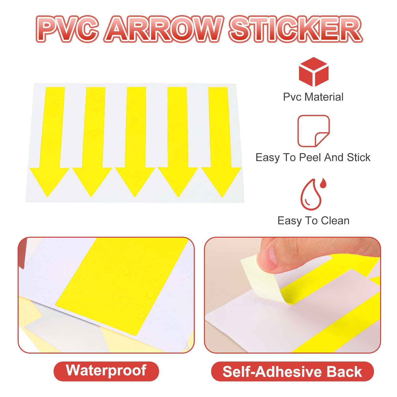 Arrow Sticker, (5×1.2 Inch, Yellow) (80 Pcs), Waterproof Arrow Sign Sticker