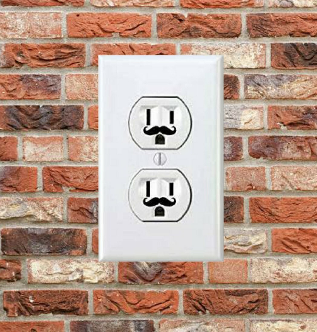 Wall art, Mustache Decal, Mustache Stickers, Wall decal, Gift, Wall Outlet, Plug
