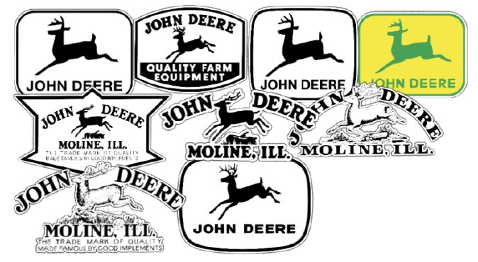 John Deere Vintage 9 PC Logo Waterproof Decal Sticker Set