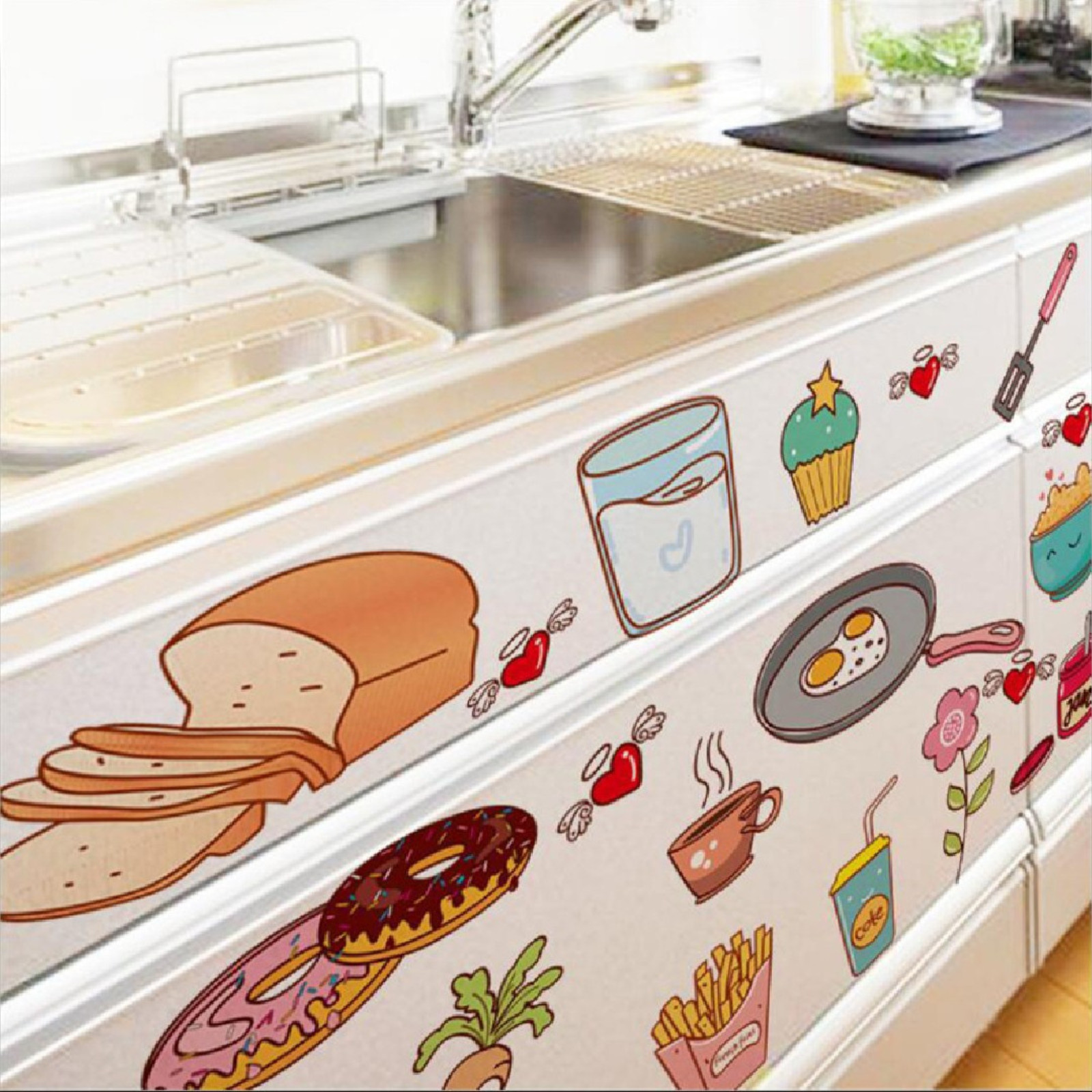 Cartoon Kitchen Refrigerator Door Stickers Decorative Stickers Food Fruit Remova