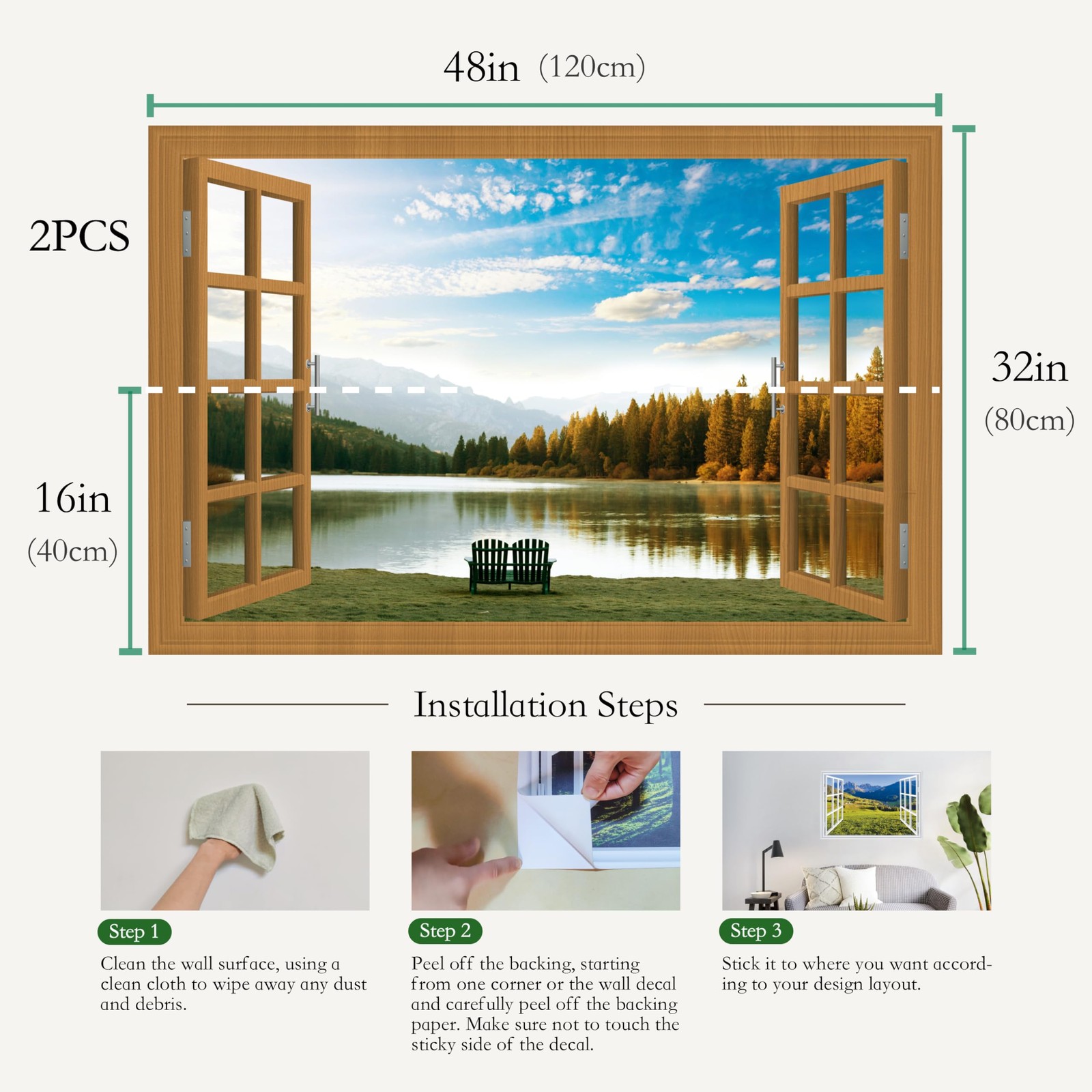 Fake Window for Walls Faux Window Decal Windows Poster Picture Open Window