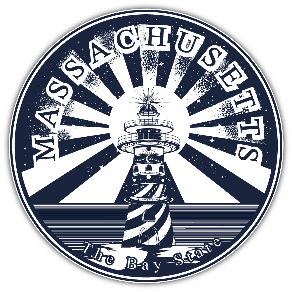 Massachusetts USA State Vintage Emblem Car Bumper Sticker Decal "SIZES"