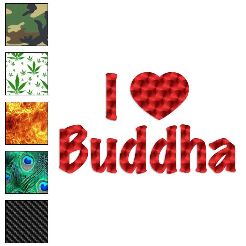 I Love Buddha Heart, Vinyl Decal Sticker, 40 Patterns & 3 Sizes, #3509
