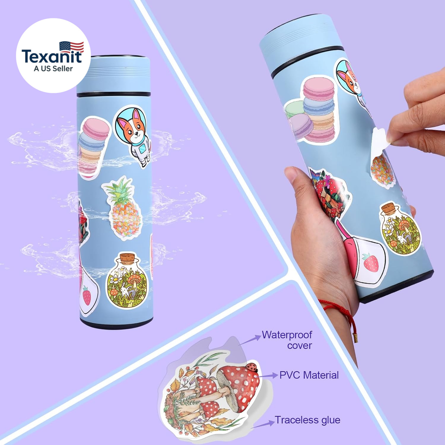 600 PCS Stickers Pack，Cute Colorful Waterproof Stickers，Vinyl Art Stickers.Valen