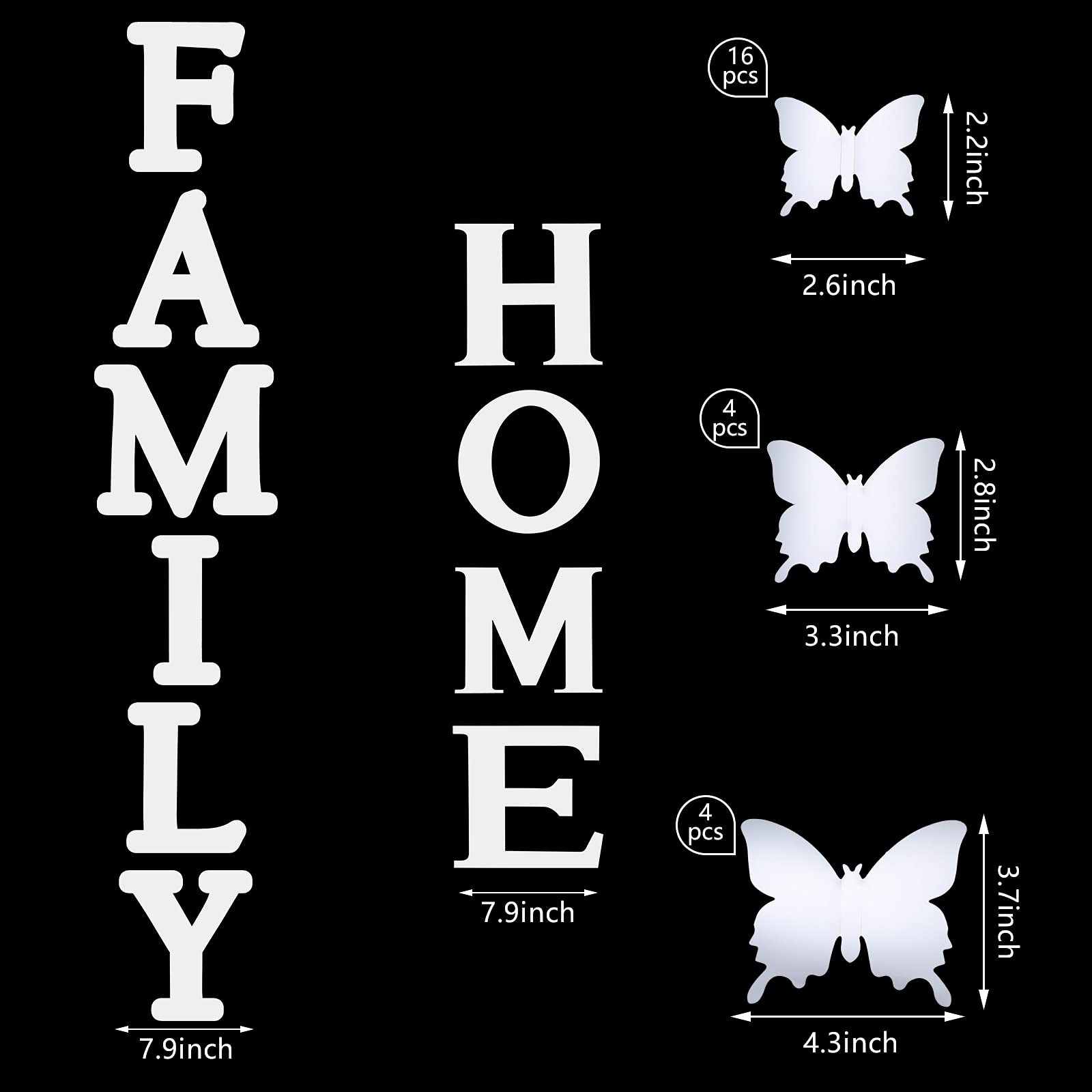 Outus 3D Family Home Sign Letters Living Room Decor Rustic Silver