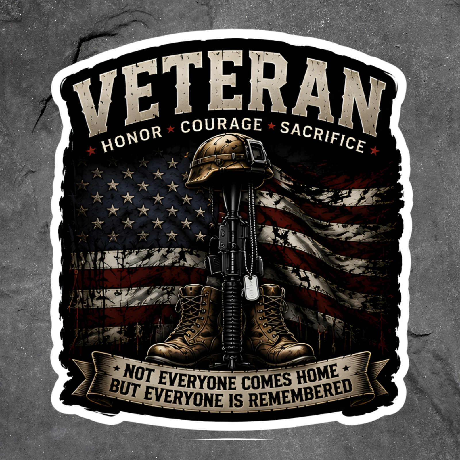 Veteran Sticker Vinyl Decal Honor Courage Sacrifice Remembered Military