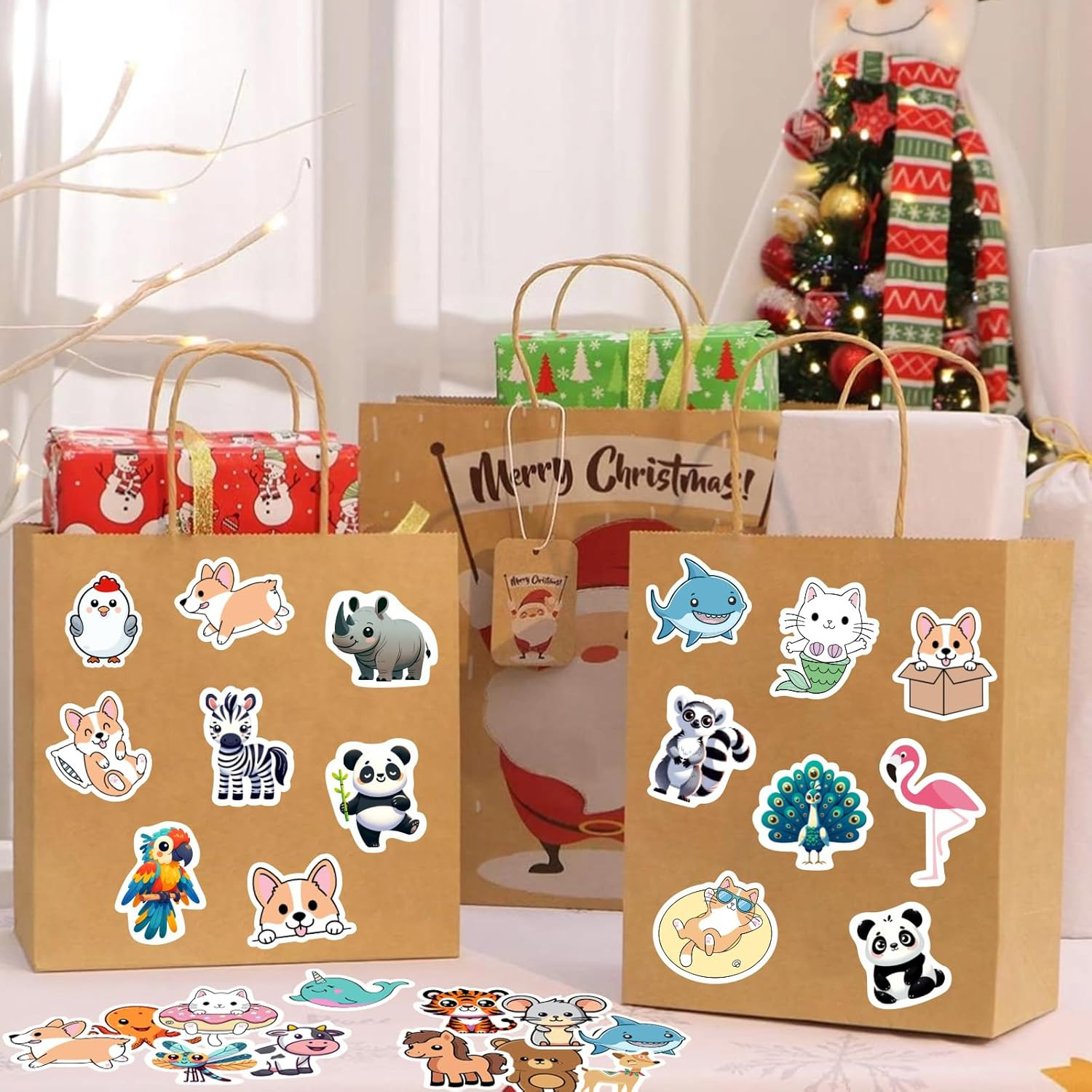 100 PCS Animal Stickers f Kids Vinyl Water Bottle Laptop Decals Classroom Prizes