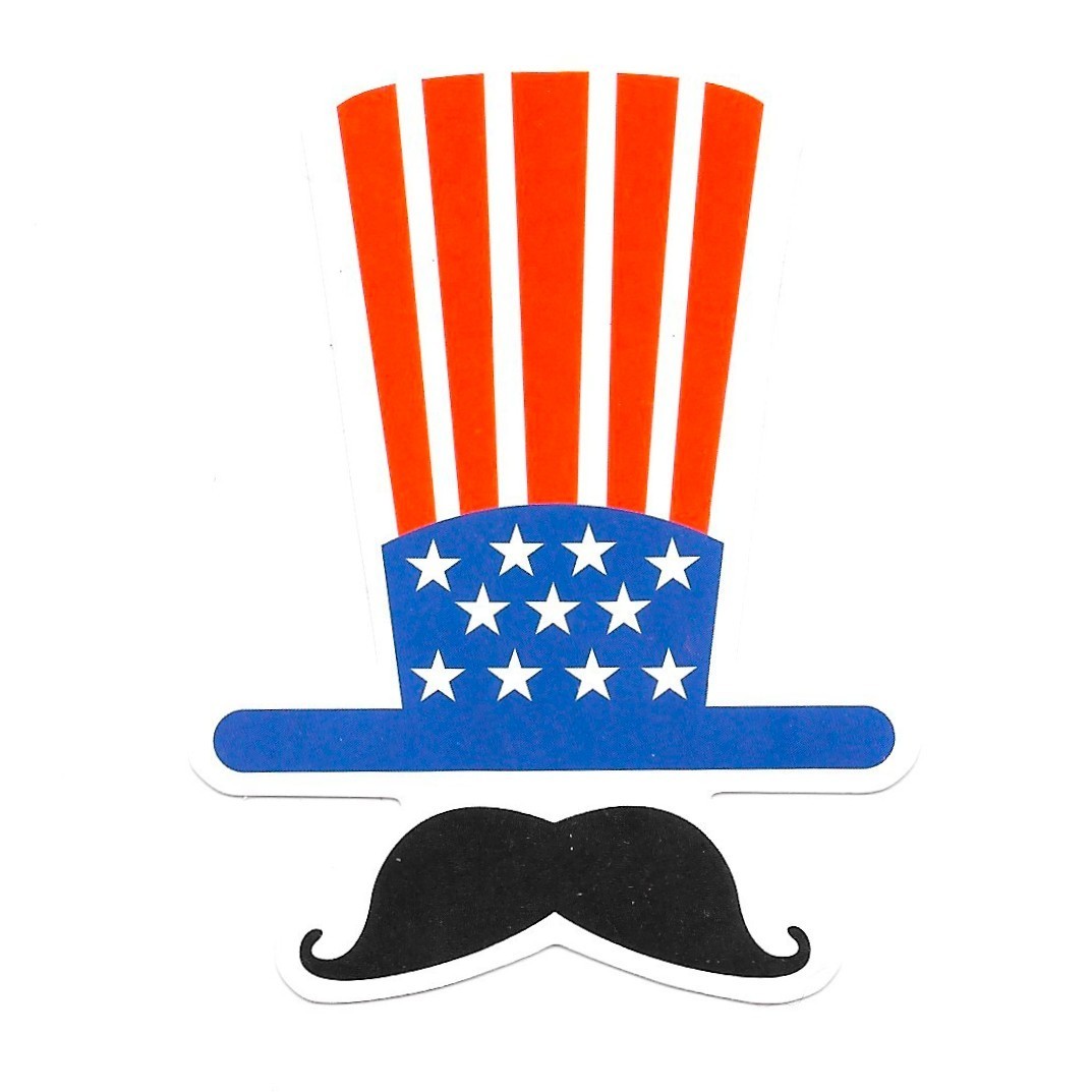 Patriotic Uncle Sam Hat Mustache Vinyl Sticker Vinyl Stick July 4th USA Decal