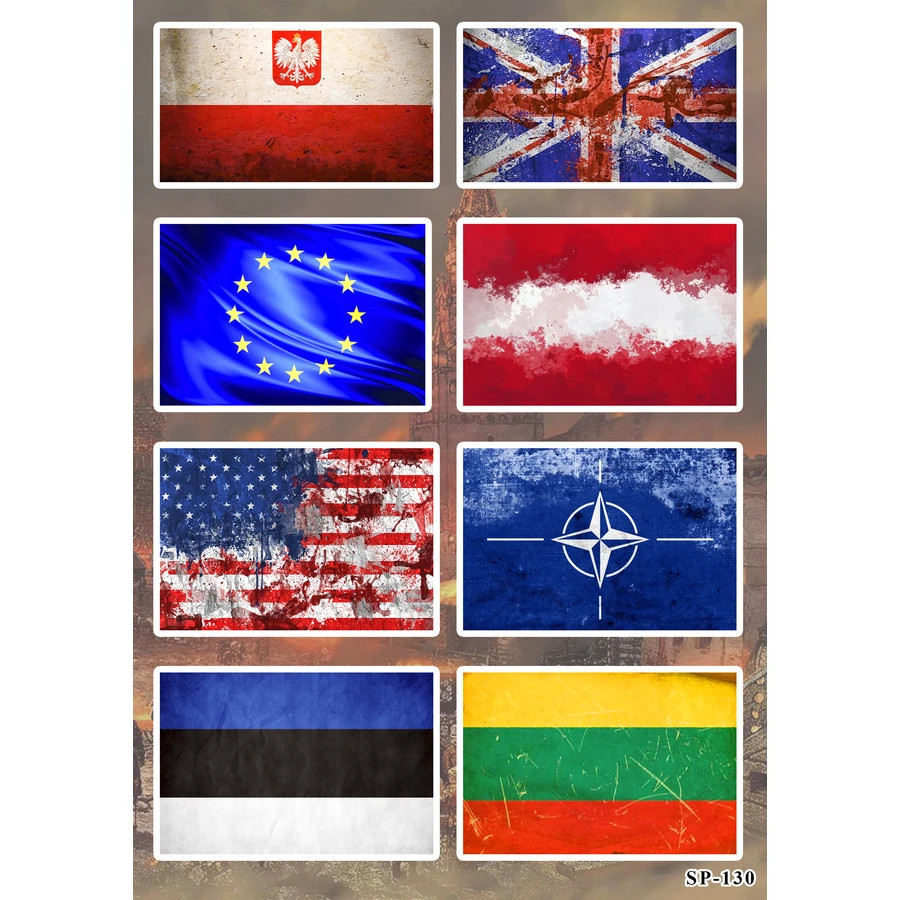 World & Alliance Flags Sticker Pack | Poland UK European Union Austria NATO