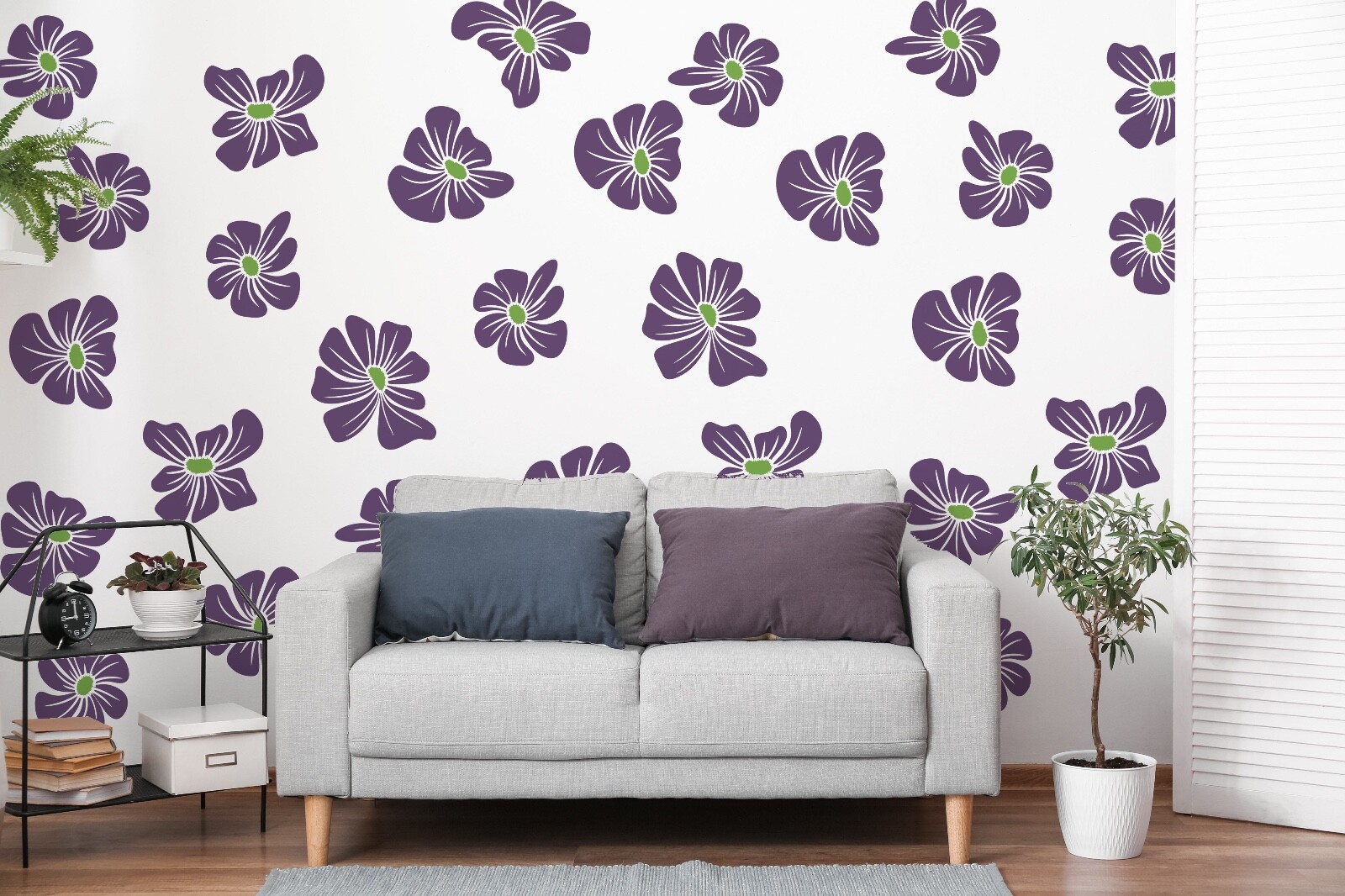 Retro Flower Decals, Mid Century Flower Decal, Groovy Flower Power Decor