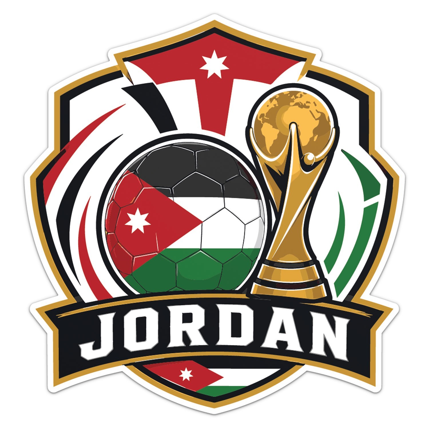 Jordan Soccer National Football Team Flag Sticker Car Bumper Vinyl Decal