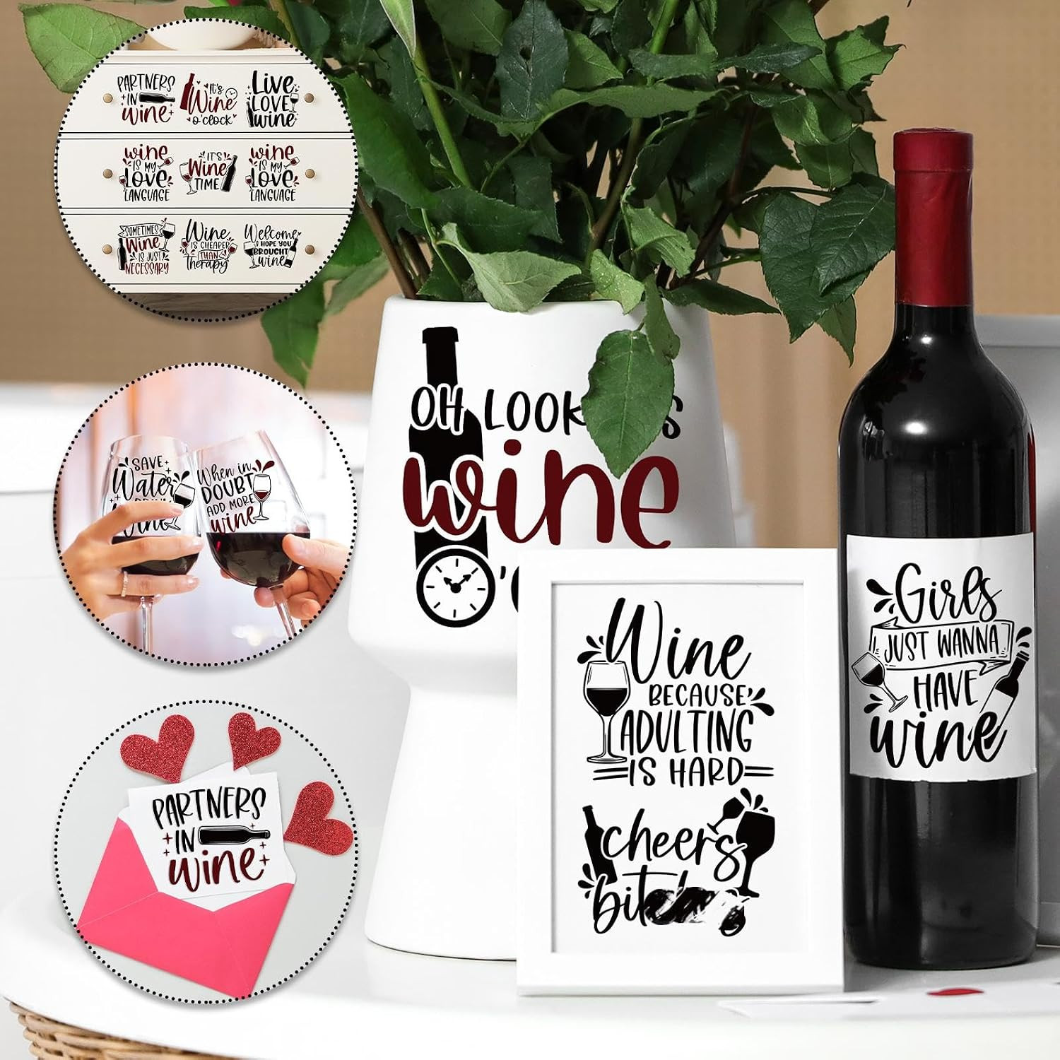 20 Sheets Funny Quotes UV DTF Cup Wrap Cold UV DTF Transfer Stickers | Wine Rub