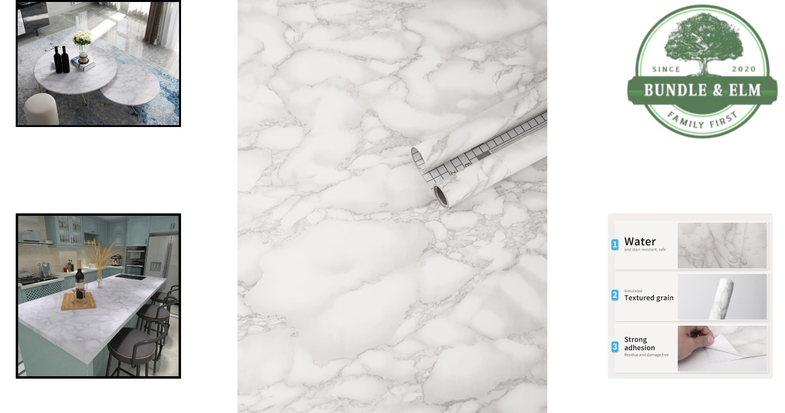 Self-Adhesive Gray Marble Wallpaper Roll 15.8" x 120" for Easy Installation