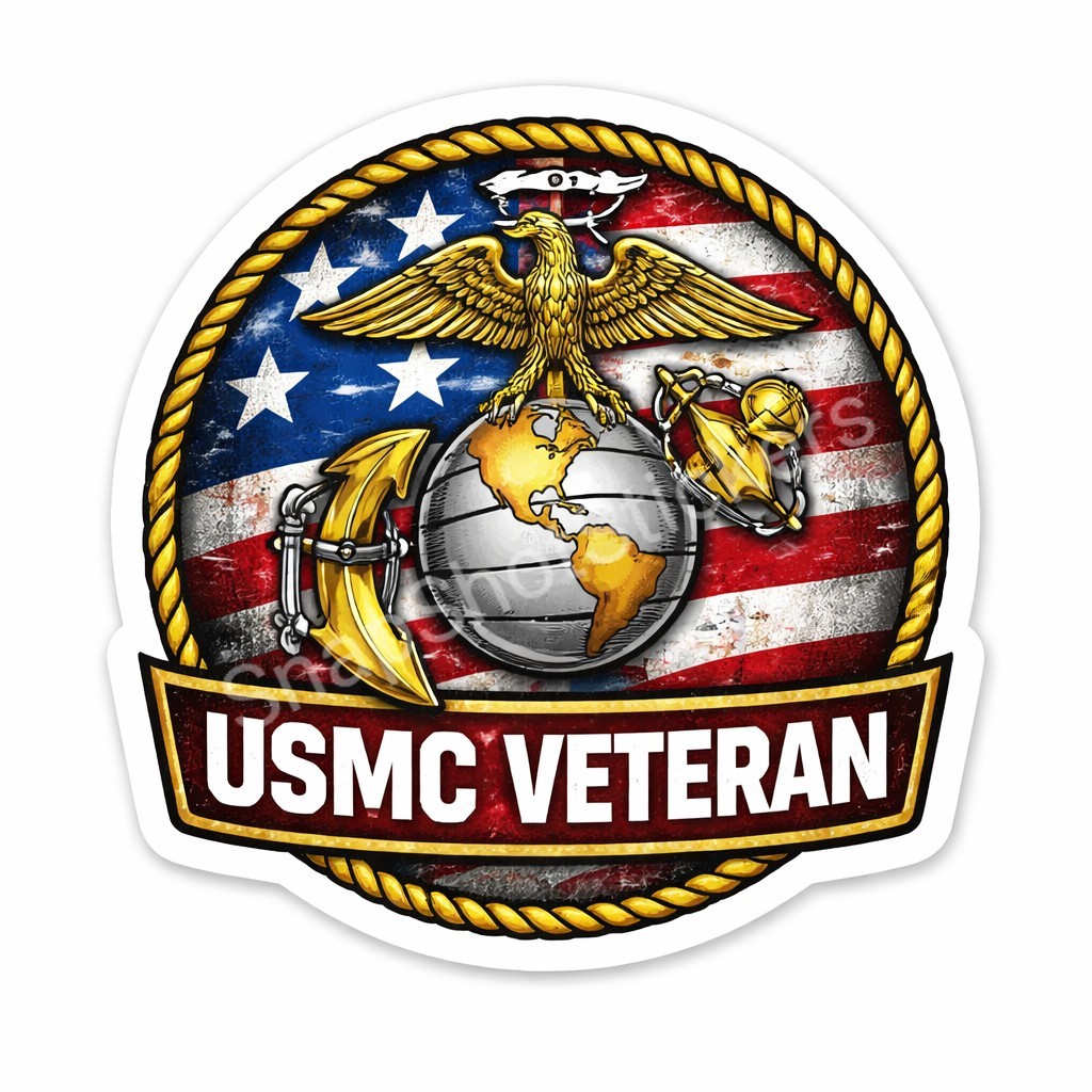 US Marine Corps Style Sticker Decal Veteran Military USA Flag Seal 07