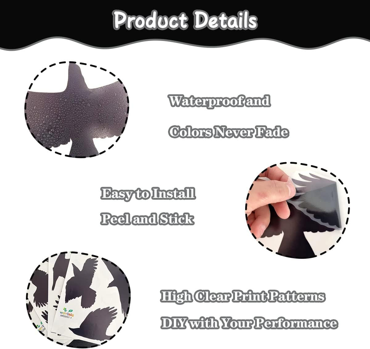 Removable Large Crow Wall Decals Black Raven Wall Stickers Peel & Stick Individu