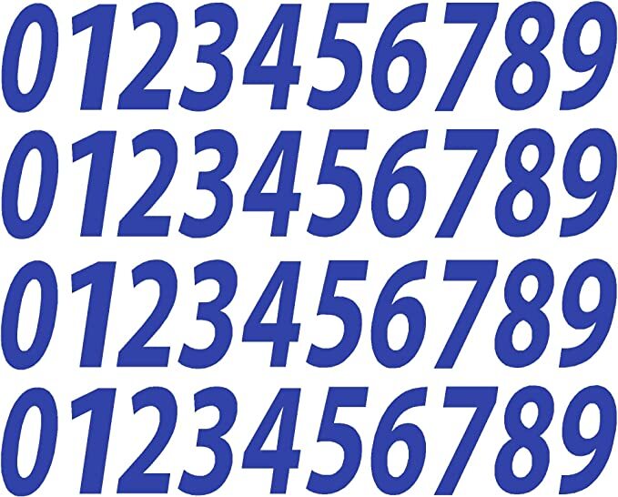 0-9 Reflective Numbers Blue Sticker Vinyl Decals CHOOSE 1"-12" Set Of 40 (RV1)