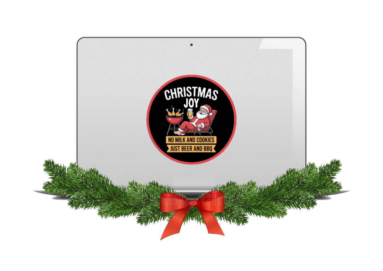 Christmas – Joy Beer and BBQ – 4" Vinyl Decal Sticker Decor Laptop Cup Cooler 25