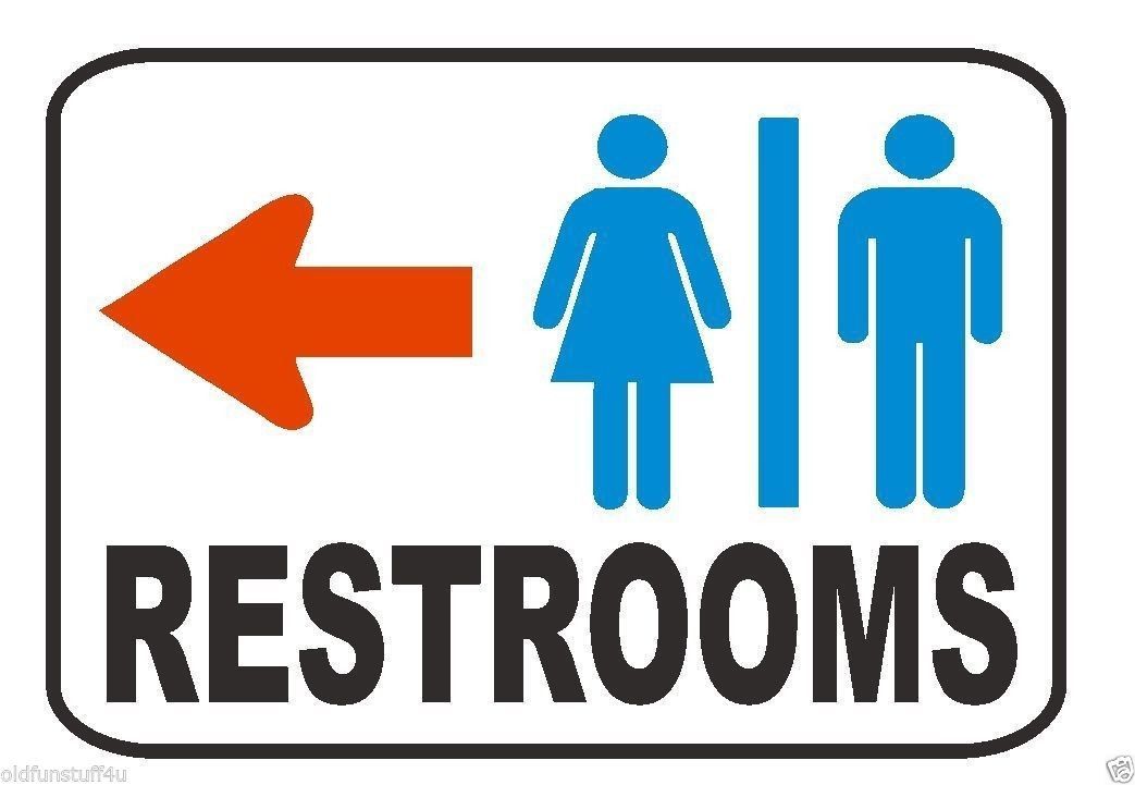 Restroom Sign Male Female Left Arrow Safety Business Sign Decal Sticker D340