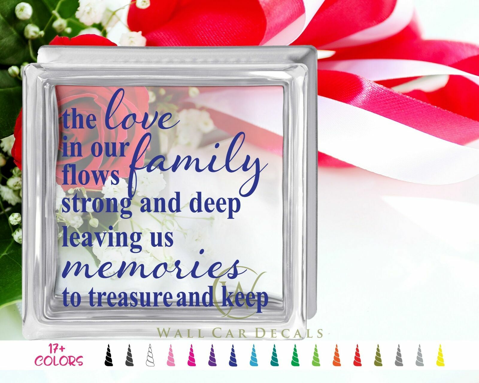 Strong Love Family Memories Glass Block Decal Mother's Day Craft Sticker Holiday