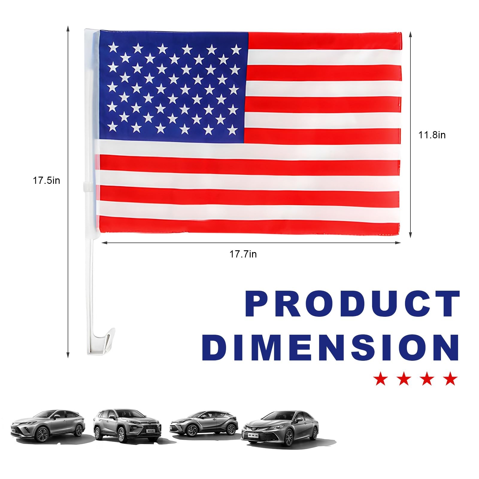 2 Pack 17×12 Inch American Car Flags with Window Clip Vehicle Window Mount Flag