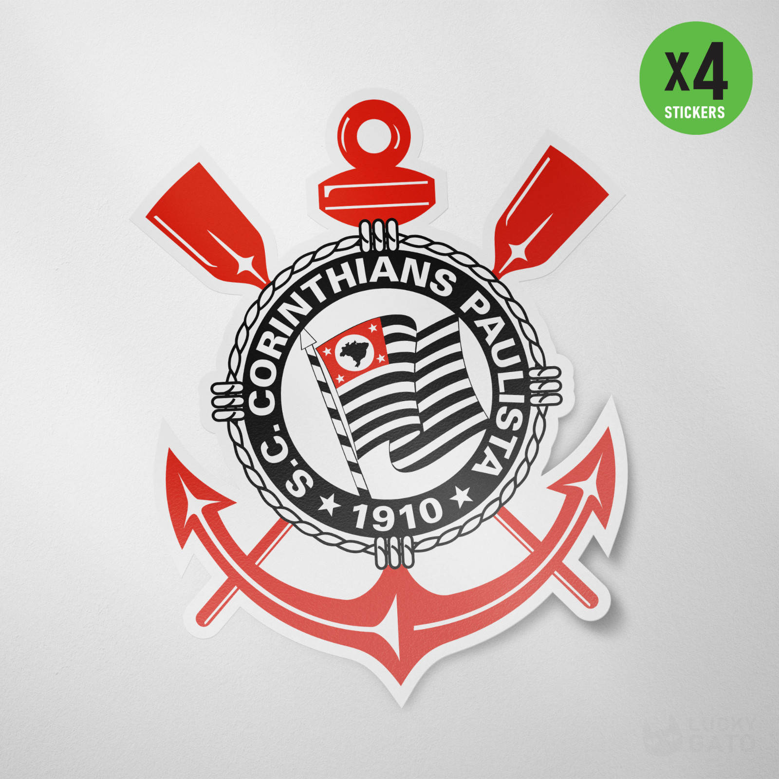 (4 Pack) Corinthians Paulista Brasil Vinyl Sticker Decal Calcomania Adesivo