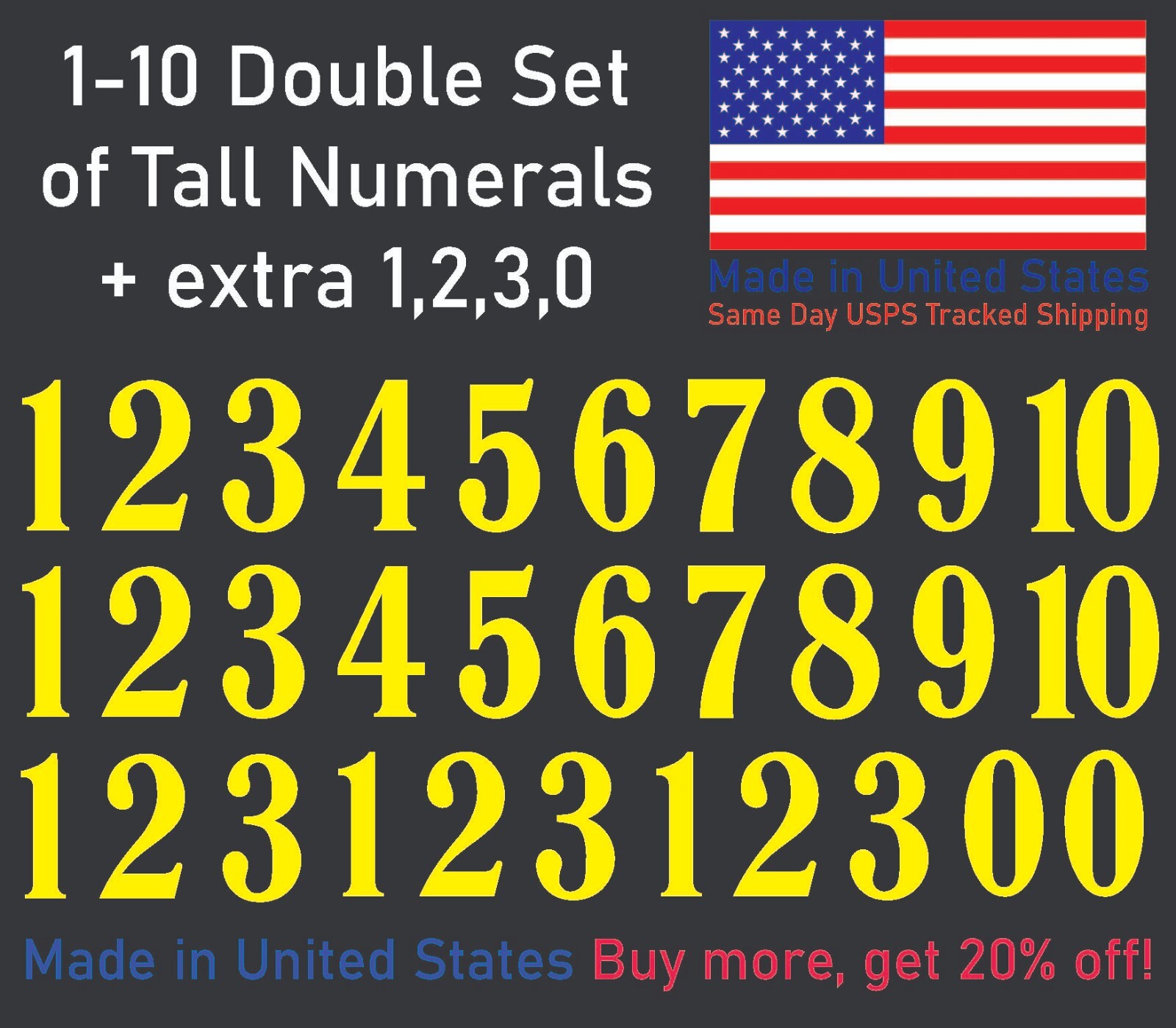 1-10 School Book Outdoor Vinyl Decal Numbers for Mailbox, Door, Address, Locker