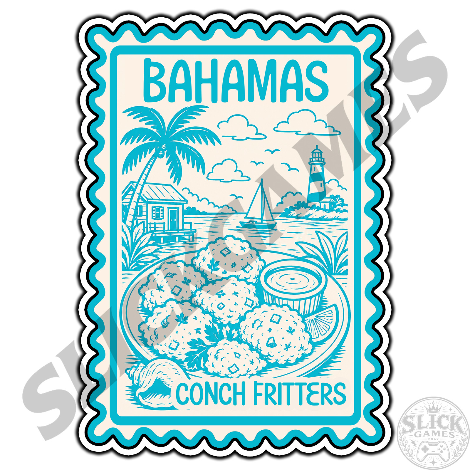 Bahamas Conch Travel Postage Stamp Sticker #1 Waterproof Vinyl Decal Die-Cut