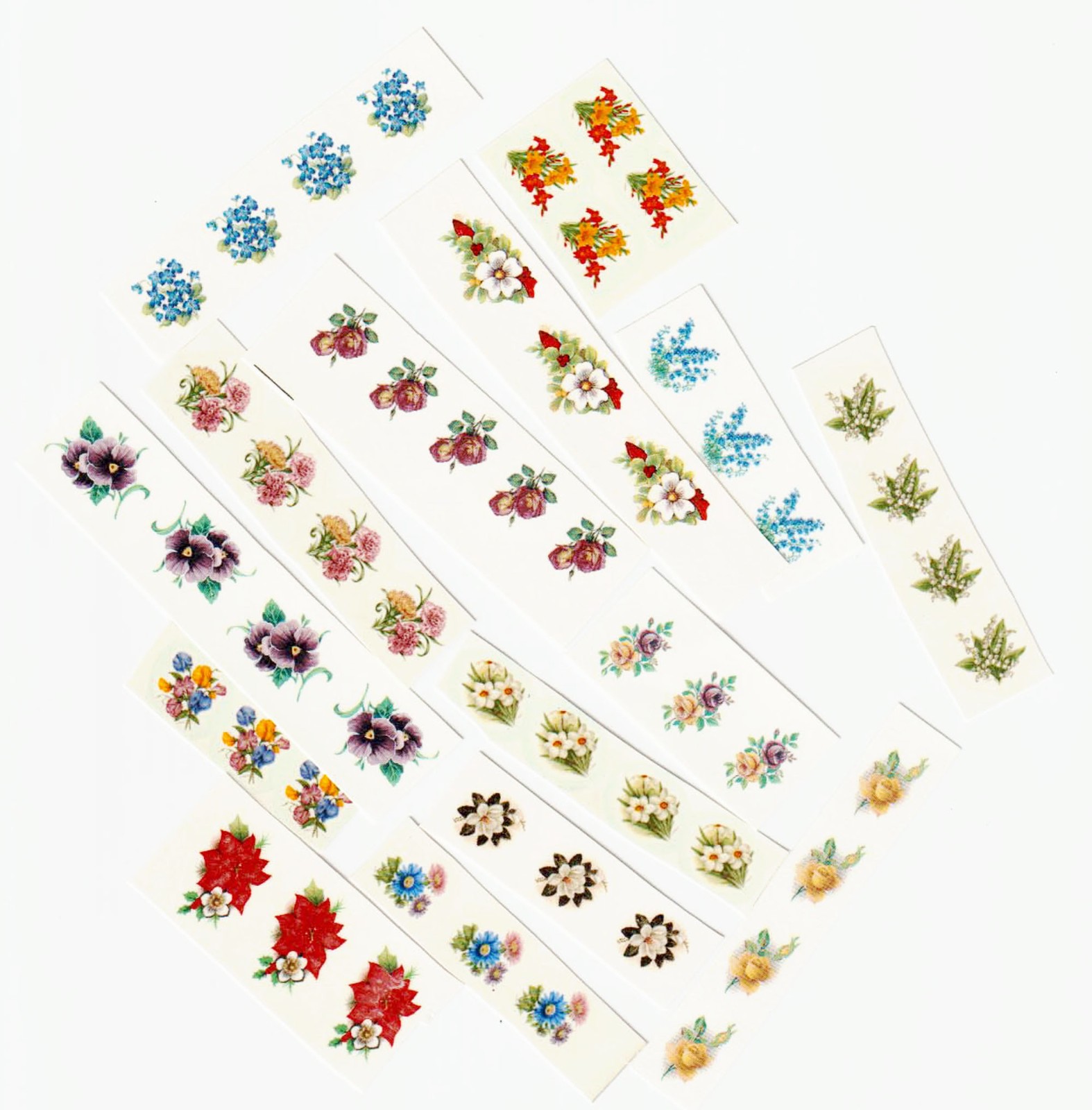 Mini Floral Ceramic Decals(54) vintage 1/2"-5/8" overglaze waterslide transfers
