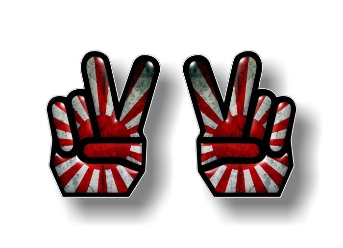 2 Peace JAPAN 5" Vinyl Decals Japanese Macbook Symbol Hippie Car Truck Stickers