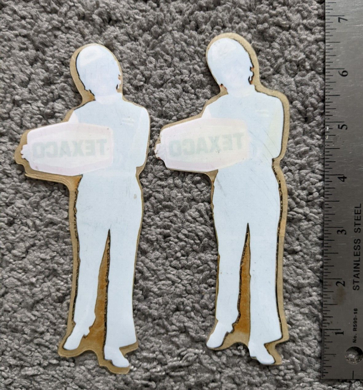 VTG RARE 2x 1960s TEXACO GAS STATION ATTENDANT WINDOW STICKER 7" ORIGINAL UNUSED