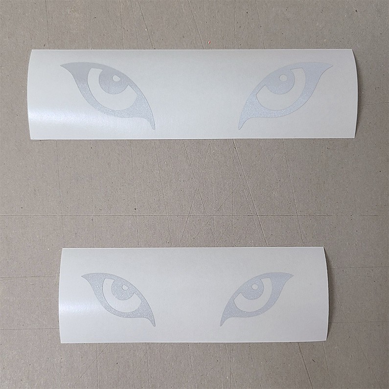 Reflective Wolf Cartoon Eyes Vinyl Decal Sticker for Motorcycle Helmets, Cars