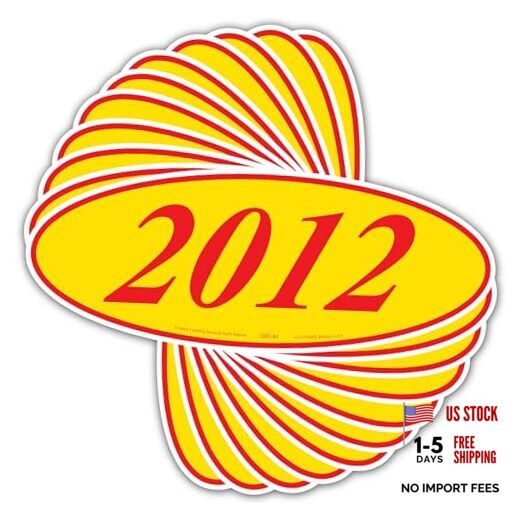 EZ-Line Oval Model Windshield Year Stickers for Car Windows Red and Yellow 2012