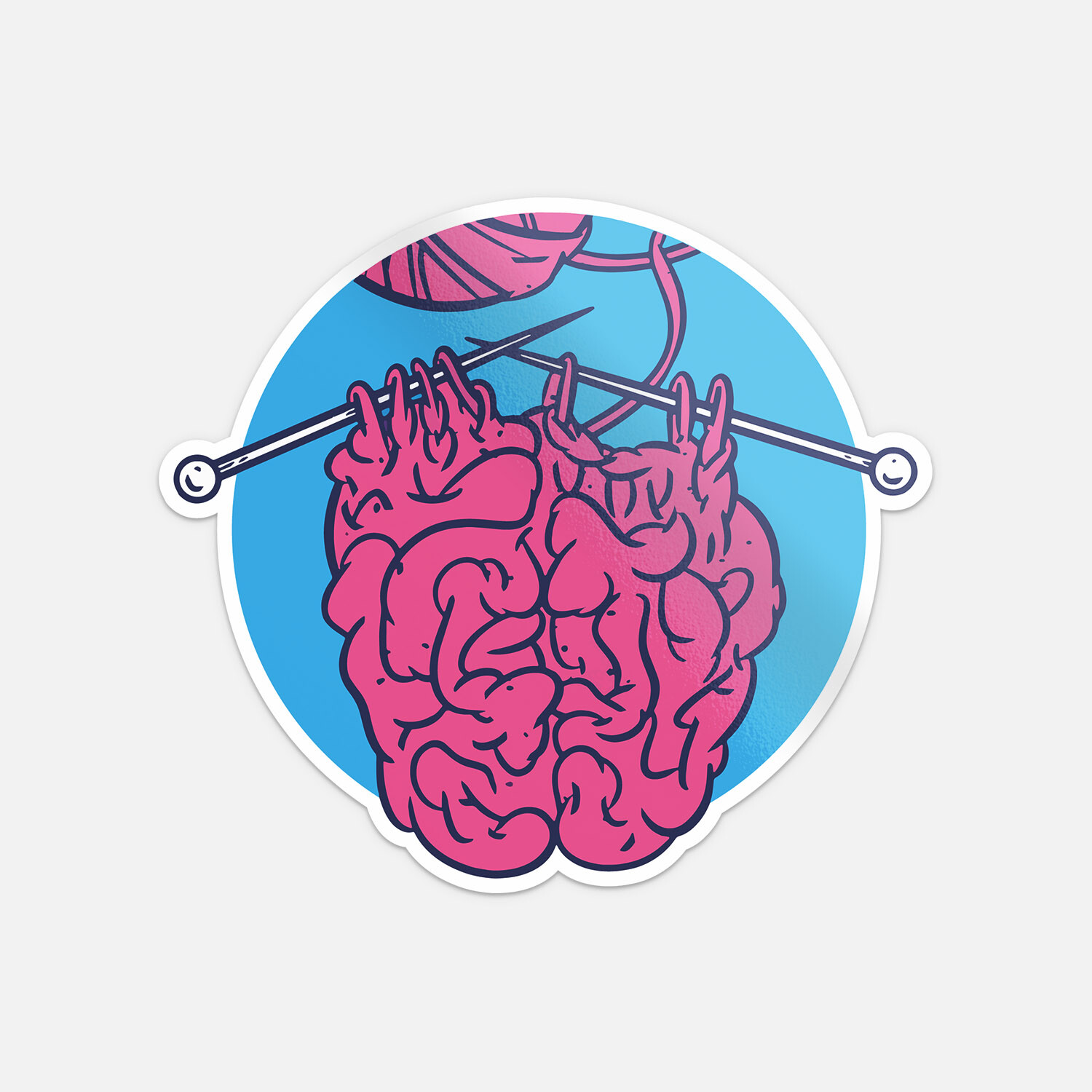 Knitting A Brain Car Bumper Vinyl Sticker Decal