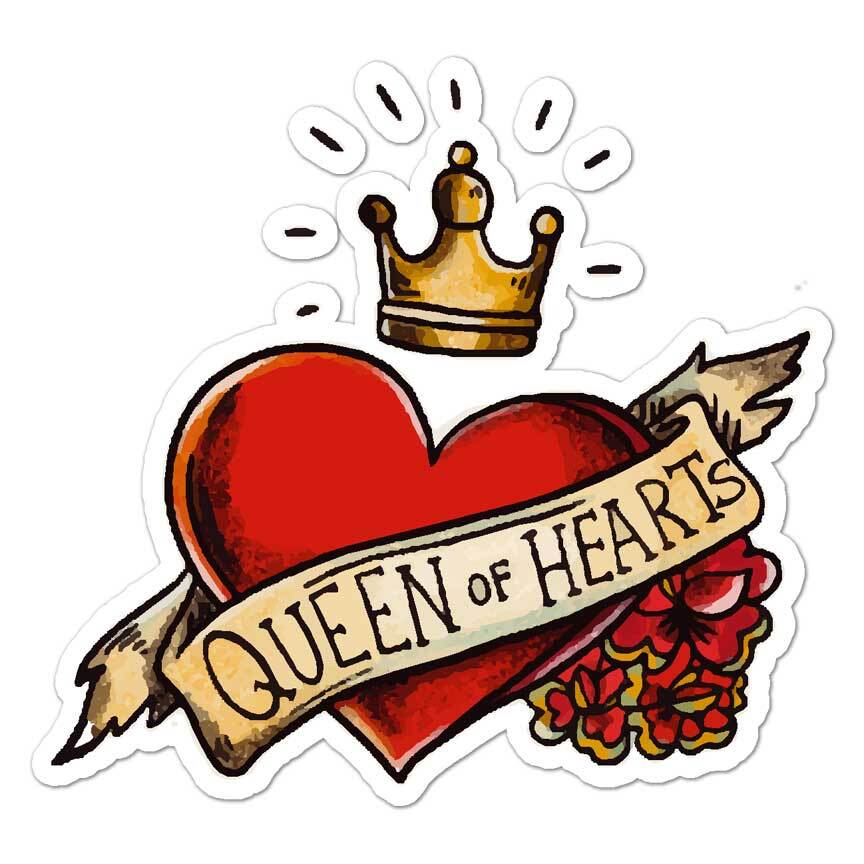 Queen Of Hearts, Vinyl Decal Sticker, Indoor Outdoor, 3 Sizes, #7765