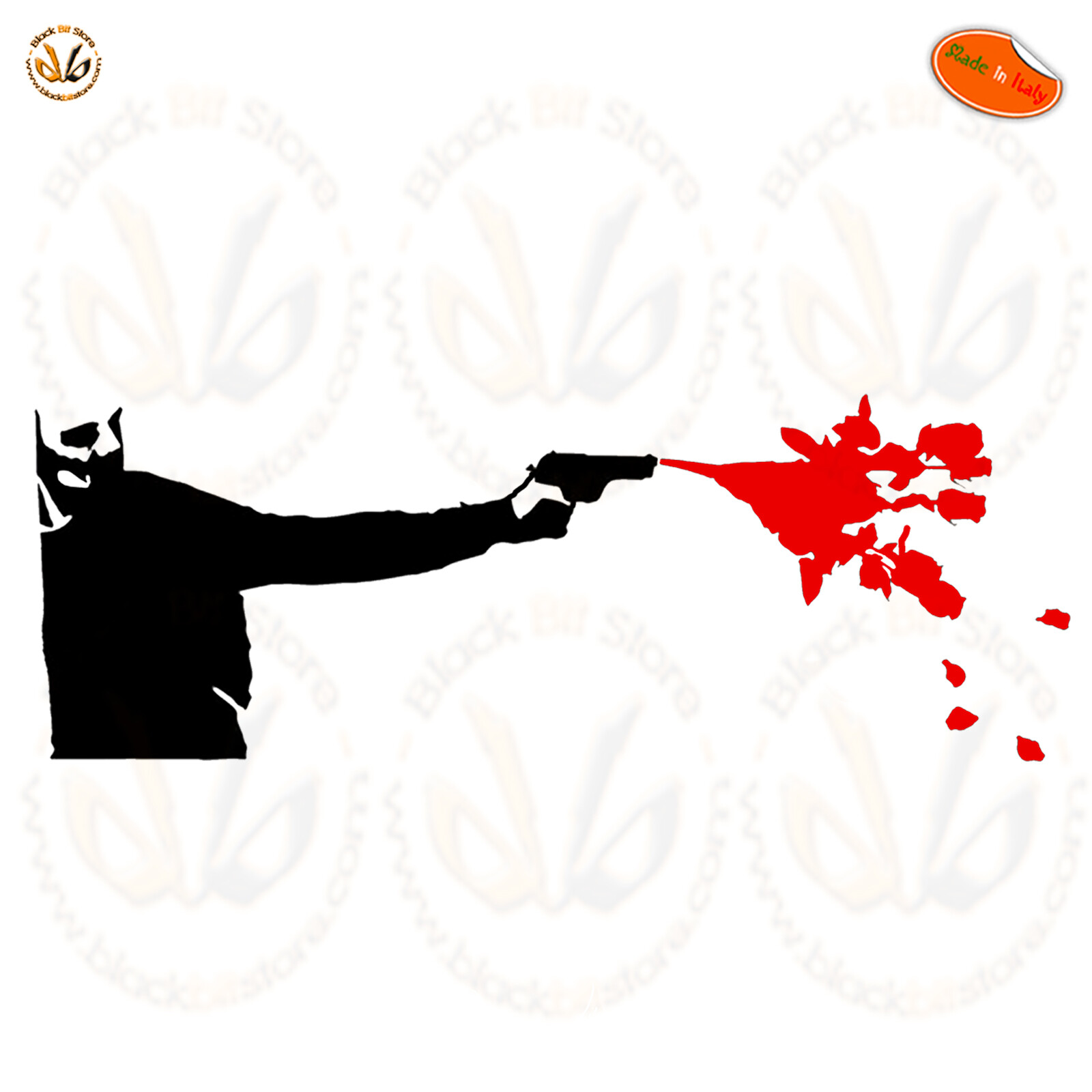 Flower Gun Wall Sticker Bansky Flowers Guns Stickers PVC Black Red
