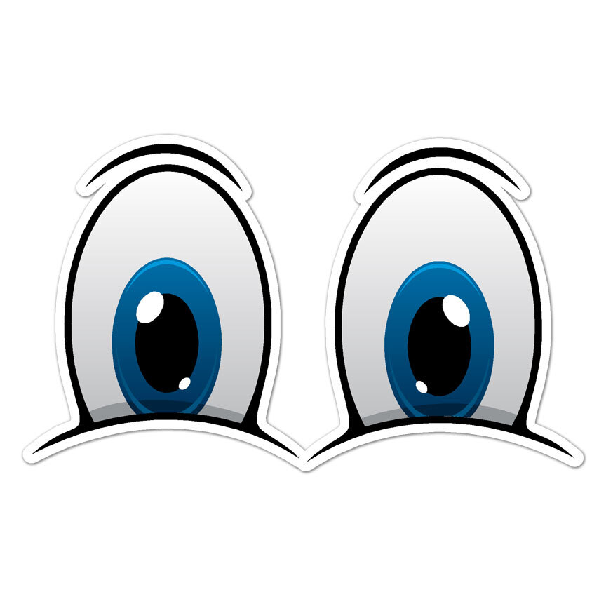 Cartoon Blue Eyes, Vinyl Decal Sticker, Indoor Outdoor, 3 Sizes, #8928