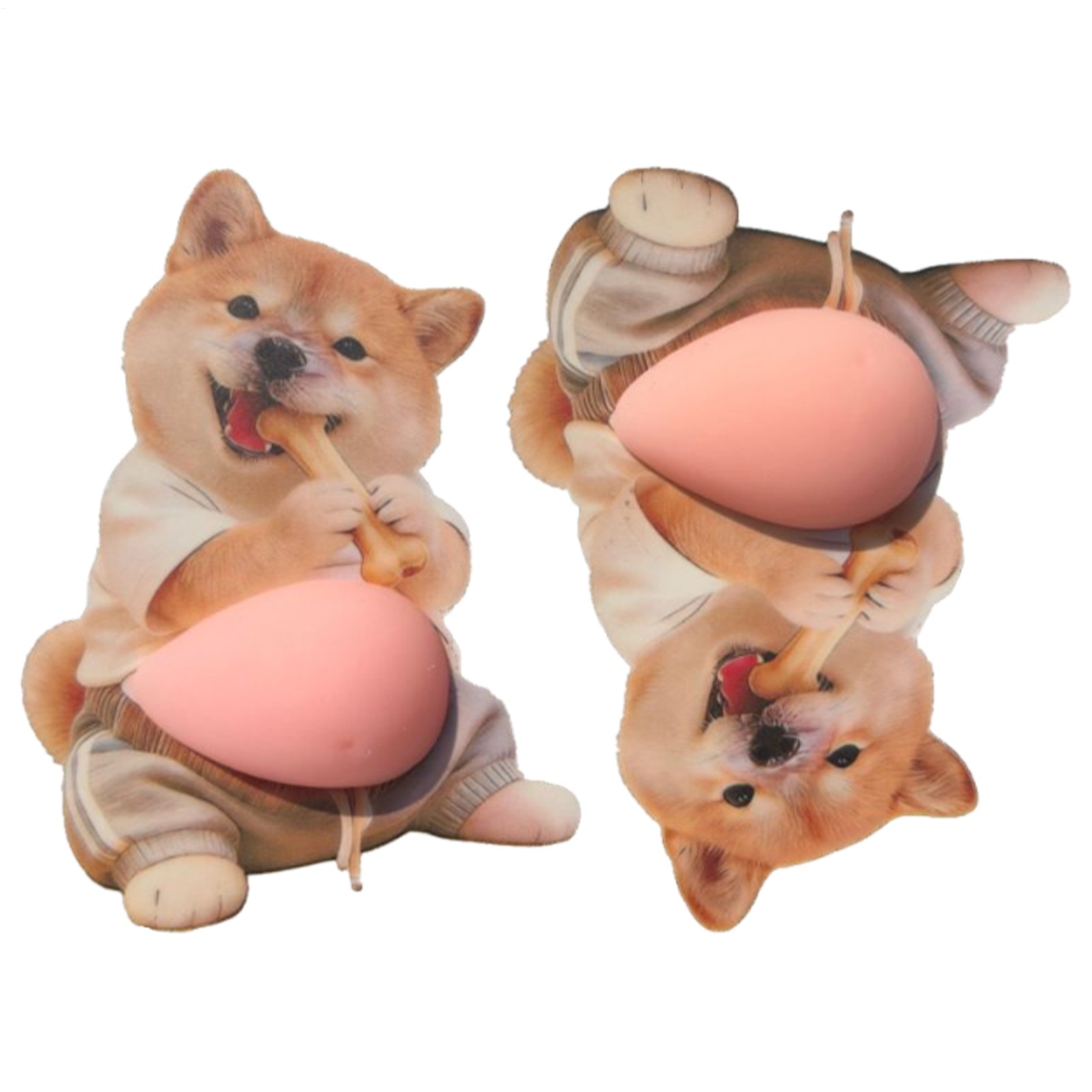 Cute 3D Belly Stickers 5 Pieces Cartoon Animal Dog Stickers For Phone, Bottle