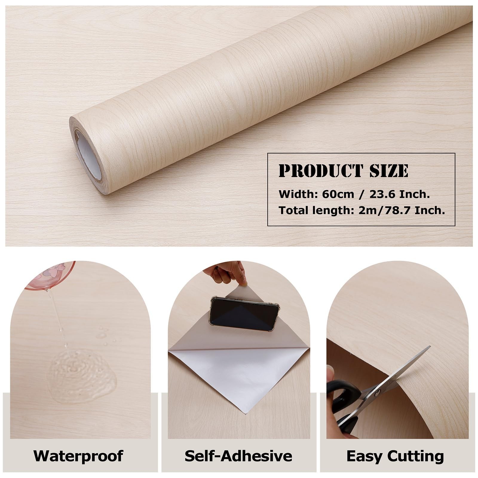 Wood Grain Contact Paper Peel and Stick Wood Wallpaper Thicken Textured for F…