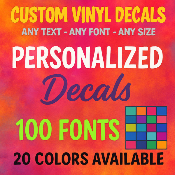 Custom Text Vinyl Lettering Personalized Sticker decal ANY TEXT ANY NAME FONTS