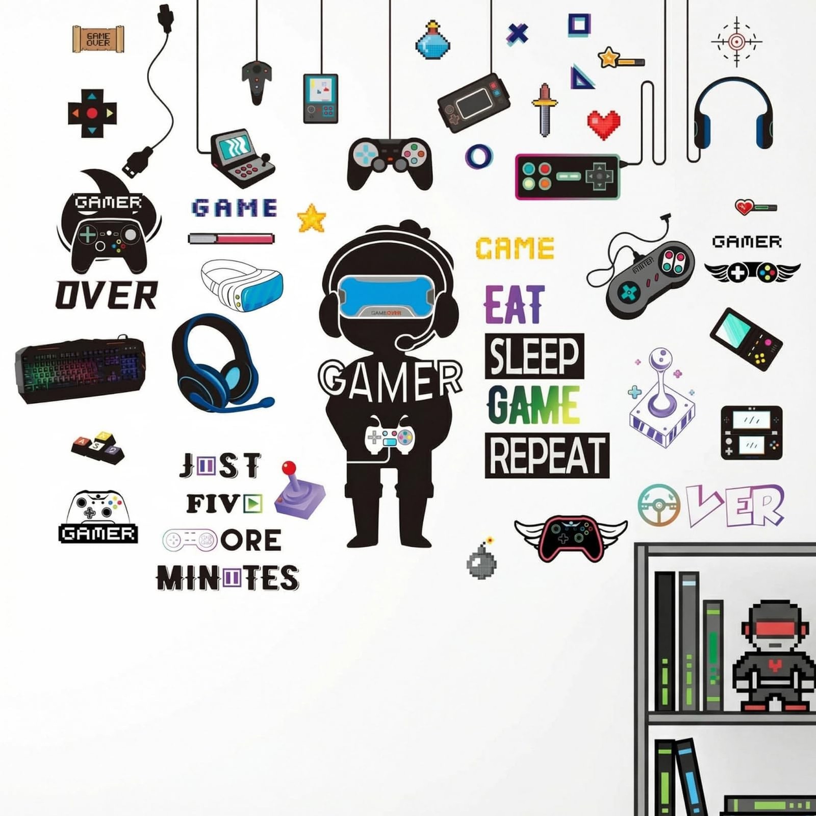 Gaming Wall Stickers for Bedroom: 100% Kids Safe Certified – Peel and Stick 4…