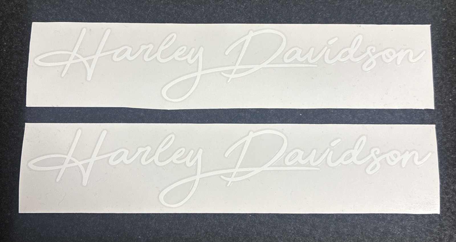 Harley-Davidson Sticker Reproductions – High-Quality Vinyl (Pair)-White Decals.