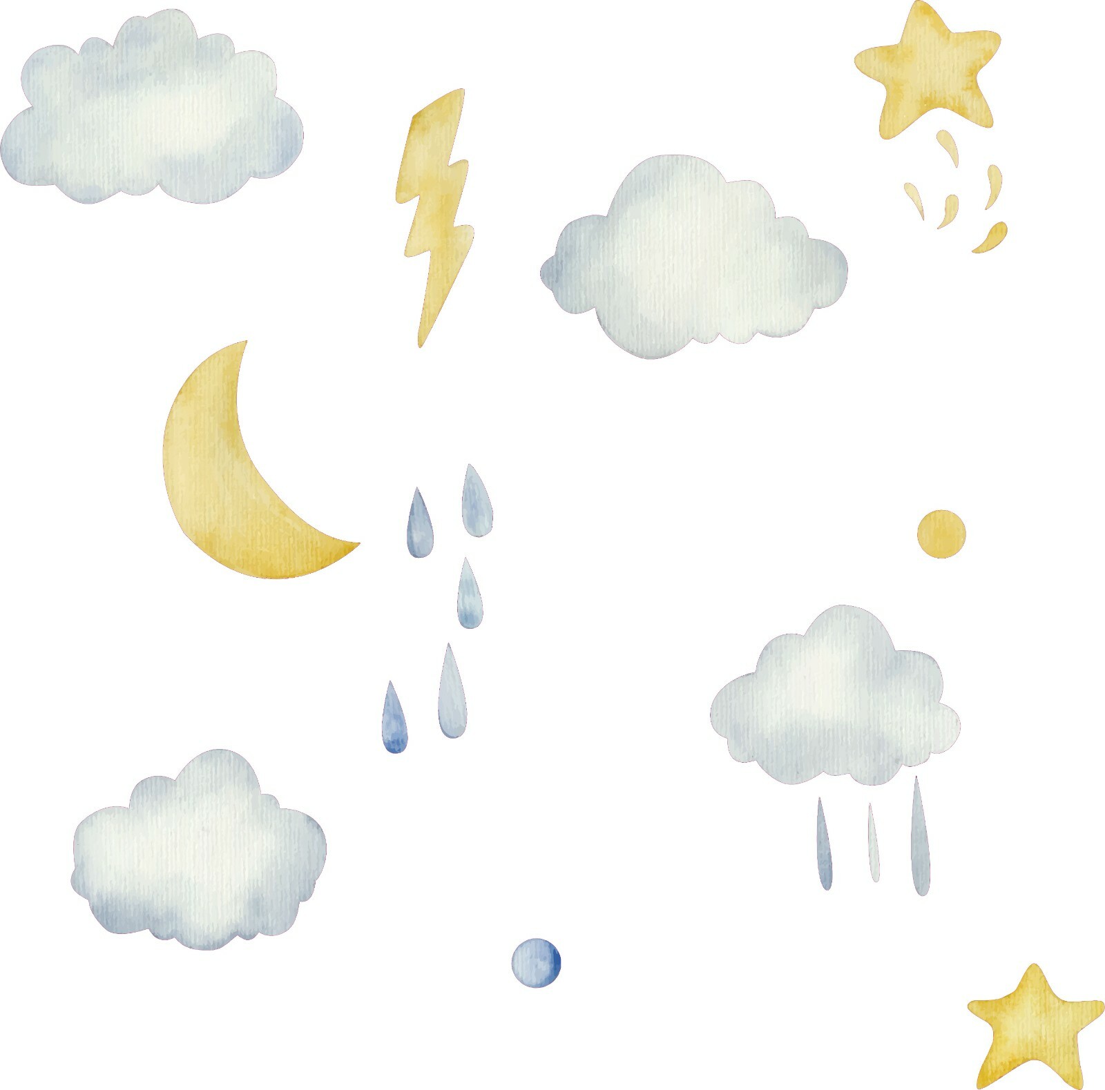 Vinyl Adhesive Kids Bedroom Rain Clouds Lightning Design Home Wall Decal Sheet
