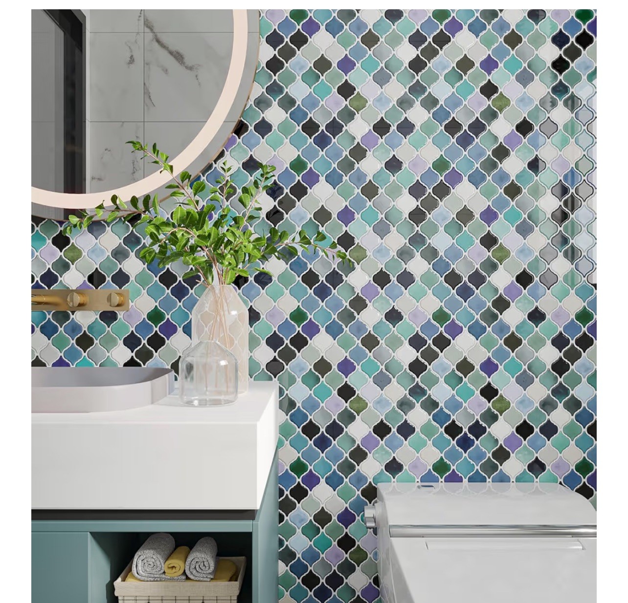 12"x12" Peel and Stick Backsplash for Kitchen 16 Sheets Arabesque Self Adhe…